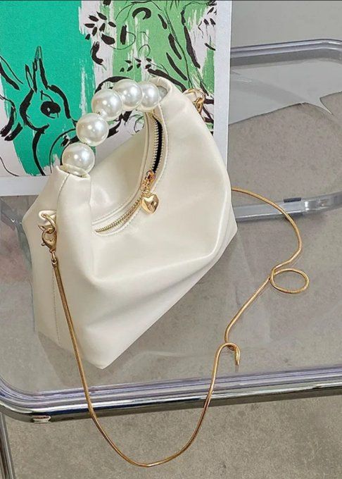 PETIT SAC A MAIN PERLE - BEIGE