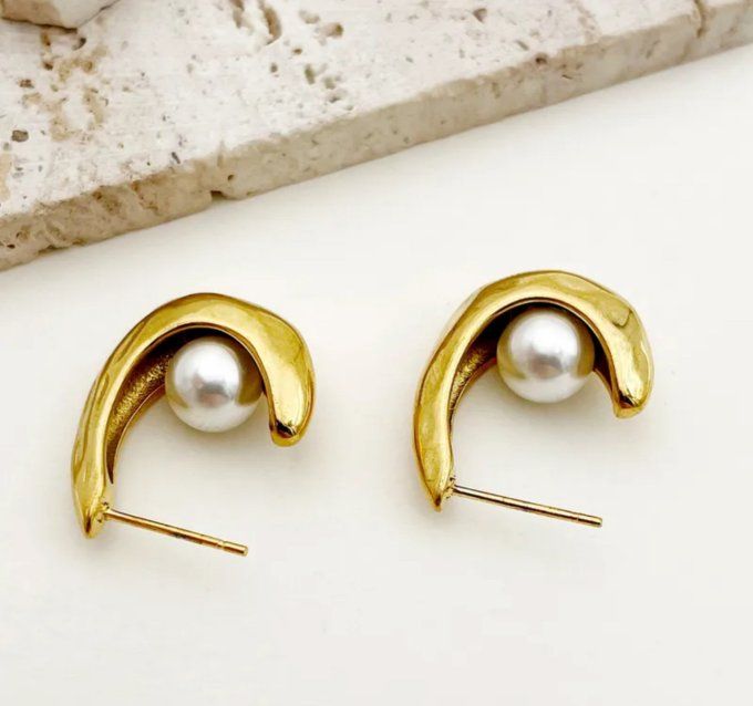 BOUCLES D'OREILLES PERLE BLANCHE