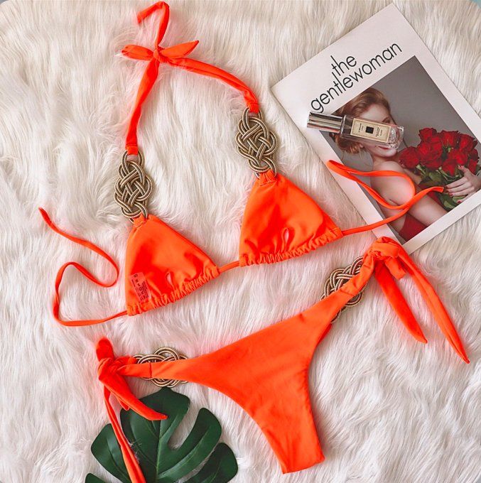 MAILLOT DE BAIN 2 PIECES ORANGE 