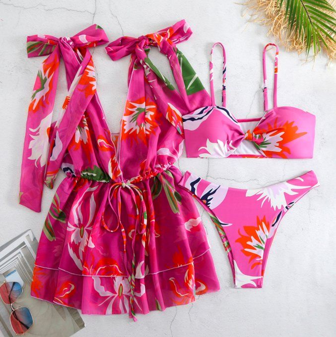 MAILLOT DE BAIN 3 PIECES+ ROBE/F