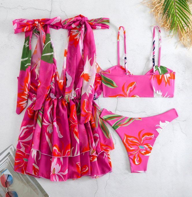 MAILLOT DE BAIN 3 PIECES+ ROBE/F